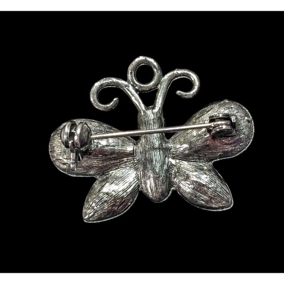 Vintage Fairycore Butterfly Silver Tone Rhinestone Brooch - Picture 2 of 4